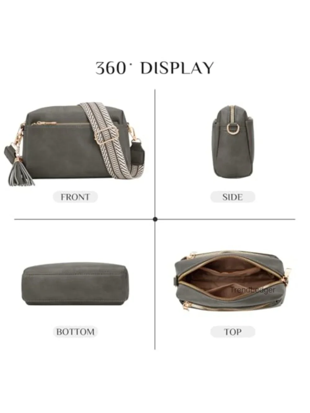 Small Leather Crossbody Bag for Women with Adjustable Strap